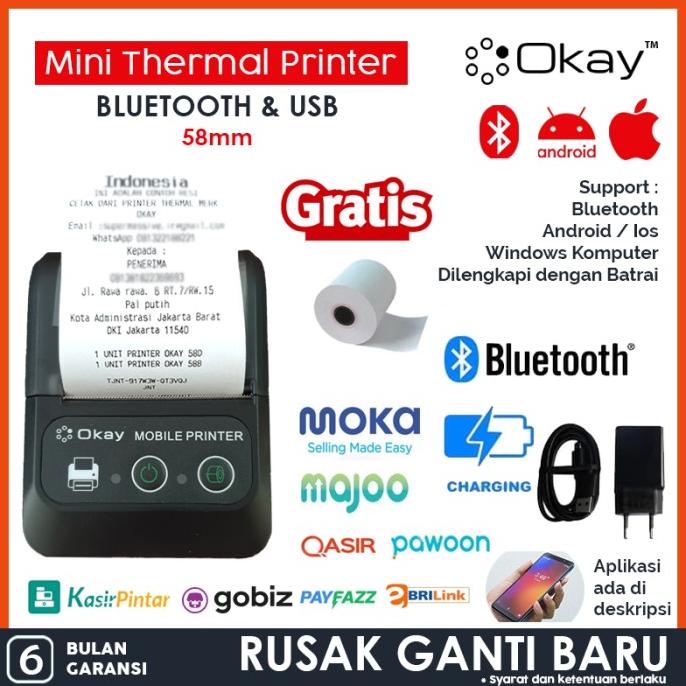 Promo PRINTER BLUETOOTH KASIR POS / PPOB MINI 58MM THERMAL OK-58B