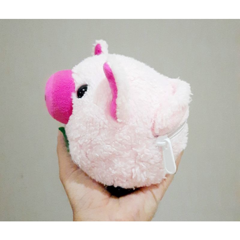 Dompet Boneka Character Piggy Bulat Bulu Lembut/ Dompet Boneka
