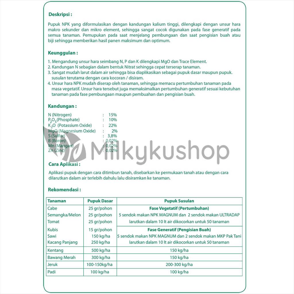 PUPUK PAK TANI MAGNUM 50 KG KEMASAN PABRIK NPK VIA CARGO