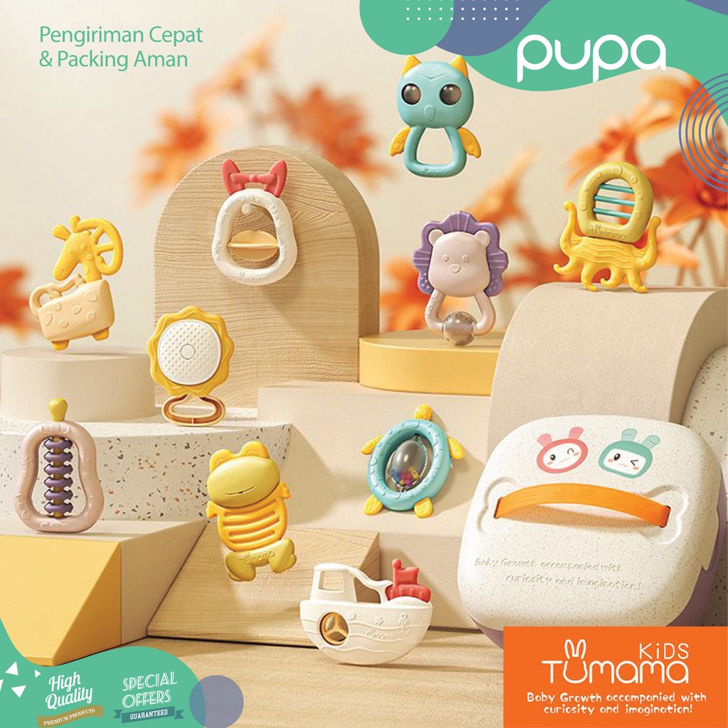 TUMAMA Baby Rattle Toy Teether Baby 10 in 1 + Box Mainan Gigitan Bayi Anak Set