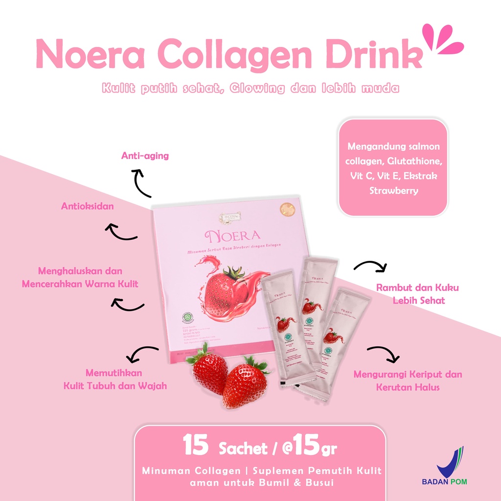 Noera Collagen Drink With Birdnest and Saffron Extract Minuman Kolagen Pemutih Badan Suplemen Colagen drink BPOM