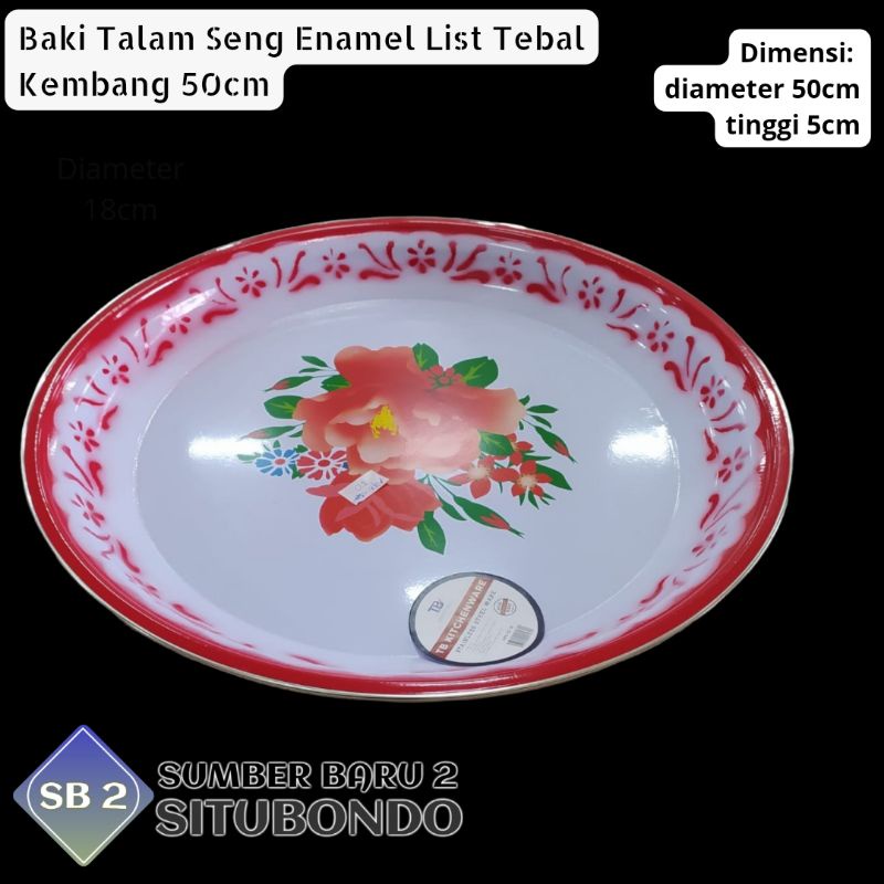 Jual Baki Nampan Talam Seng Kembang Anti Gores List Krom Shopee Indonesia