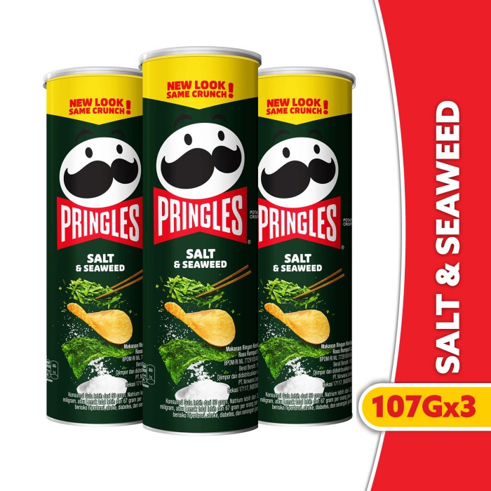 

[BISA COD] [BUNDLE 3pcs] Pringles Salt & Seaweed Keripik 107gr