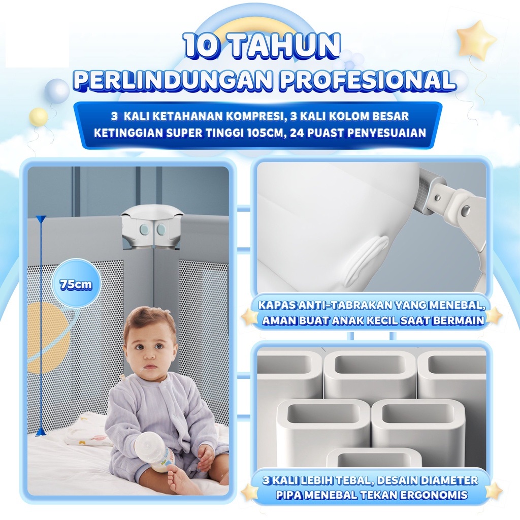 SAFETY BABY// PAGAR PENGAMAN TEMPAT TIDUR BAYI VBABY N1//Baby Bedrail Bed Guard Rail N1/Aman, Nyaman, Ringan Dan Kuat Kokoh