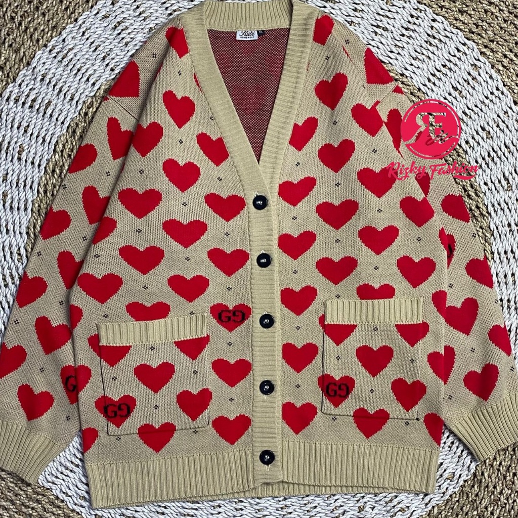 Ryujin itzy red heart cardigan knit