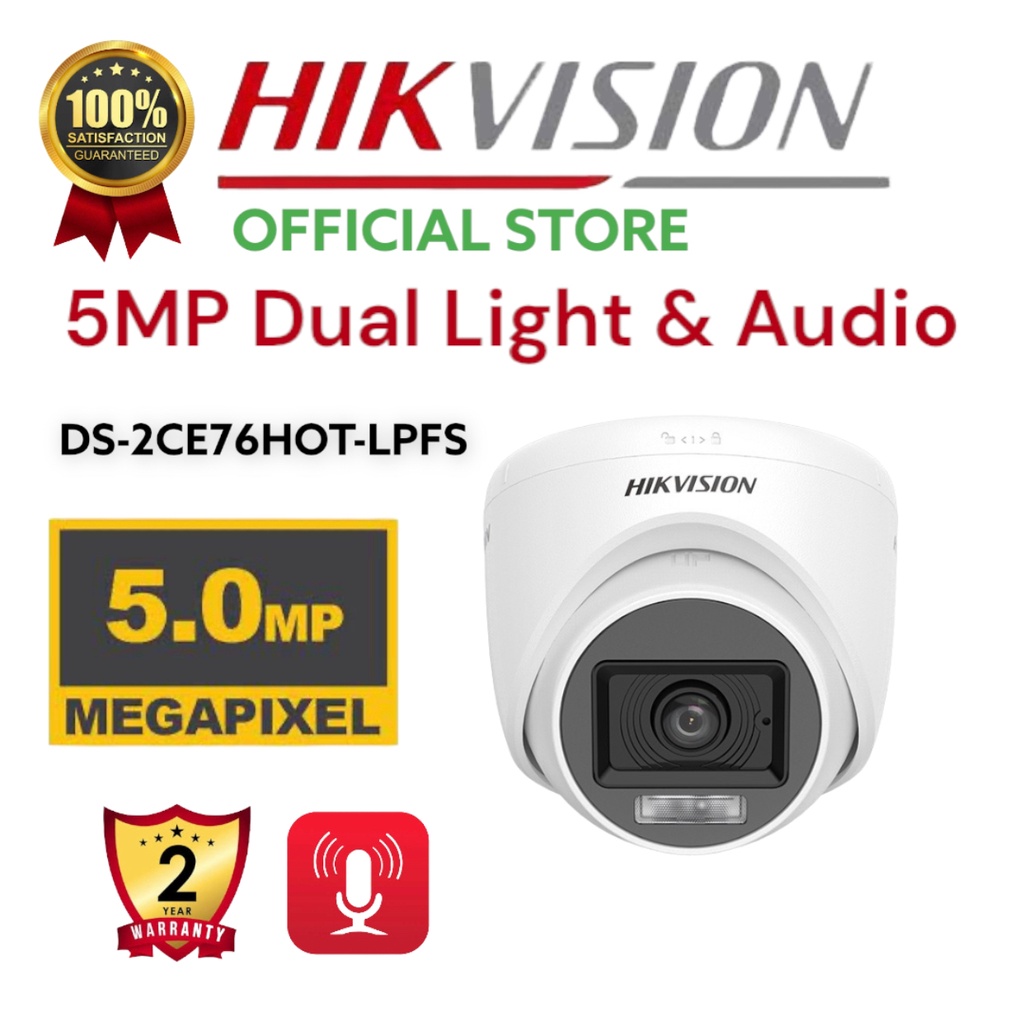 HIKVISION DS-2CE76K0T-LPFS 5MP 3K DUAL LIGHT AUDIO INDOOR FIXED TURRET CCTV CAMERA INDOOR