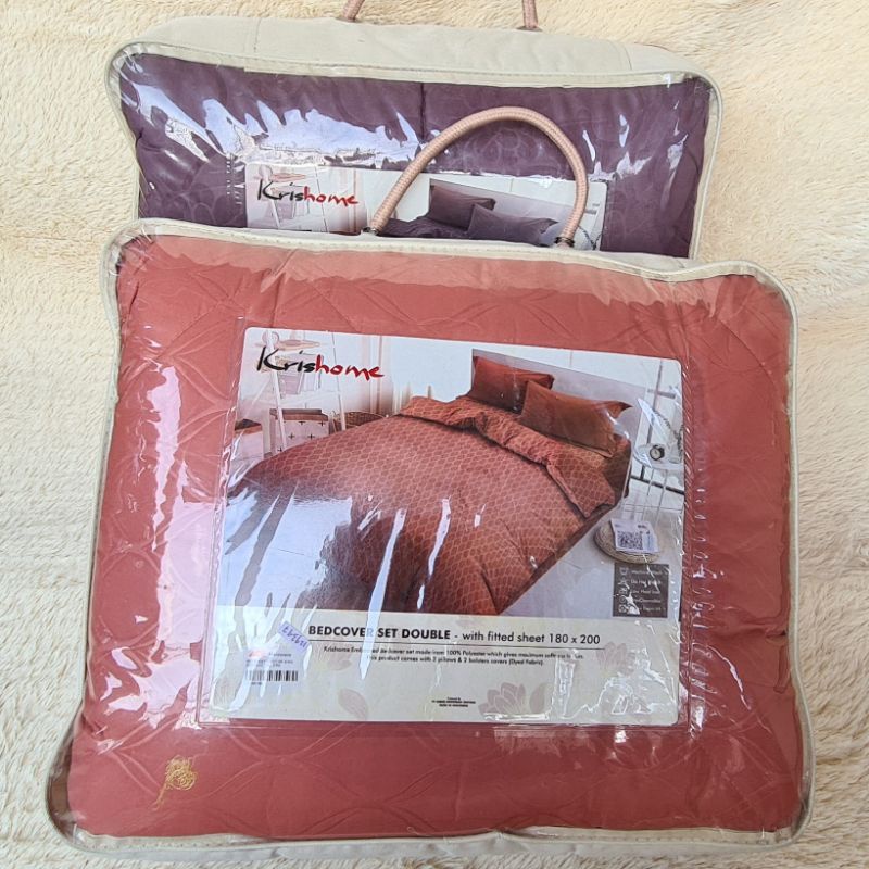Krishome Bedcover Set Double 180x200 (Bedcover,Sprei,Bantal,Guling)