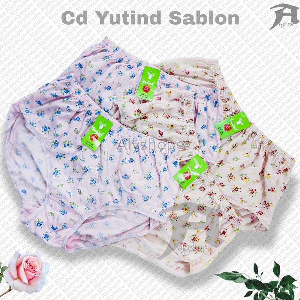 (12pcs) Celana Dalam Yutind / Cd Wanita Sablon / Cd Wanita Dewasa Bahan katun Motif Sablon