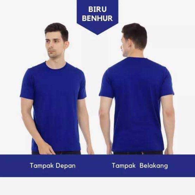Kaos Polos Cotton Cardet24s - biru benhur / BCA Tebal