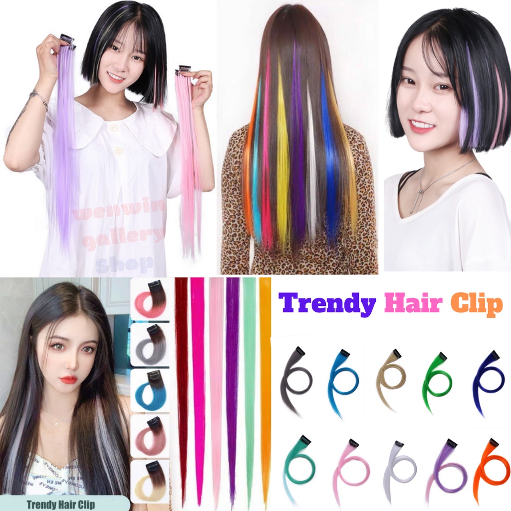 Rambut Palsu Wanita Wig Jepit Hair Clip Trendy Colour Warna-warni Aksesoris Rambut Sambung Cewek