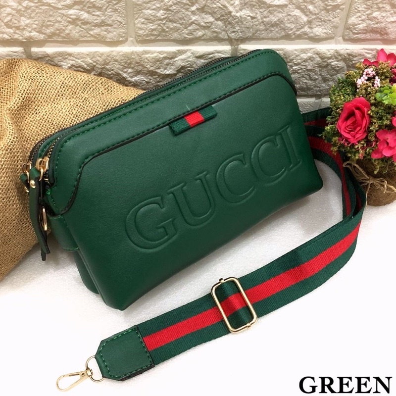 TAS SLEMPANG GHUCHI ELEGANO 2 RUANG WANITA EMBOSS SUPER MOBILE