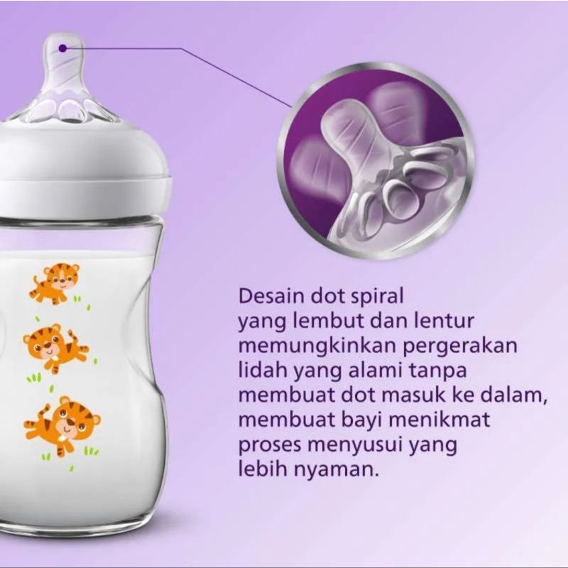 Avent Natural Bottle 260ml 9oz motif