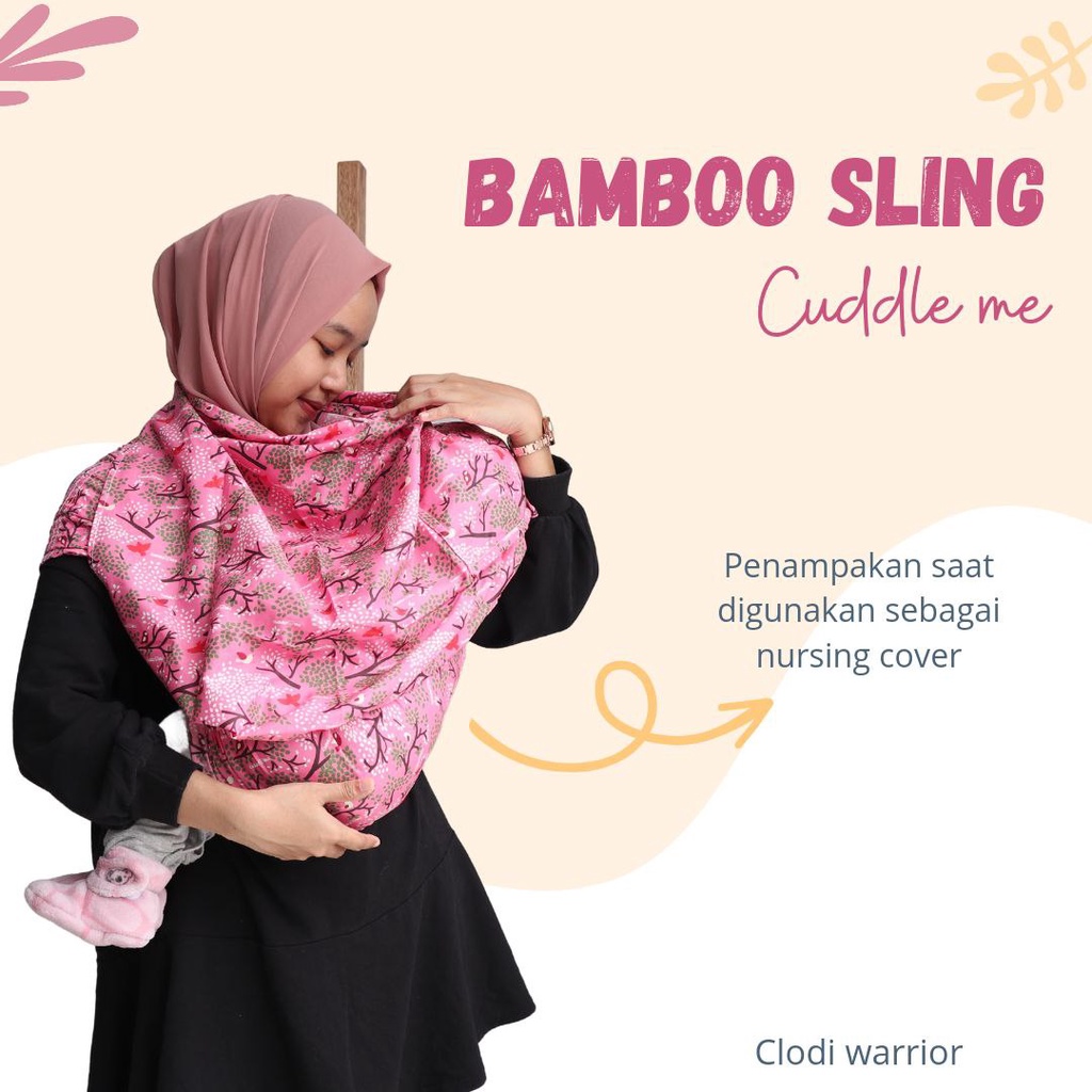 Cuddle Me Bamboo Ring Sling Polos motif Gendongan Bayi Samping Multifungsi bisa dipakai newborn support M shape