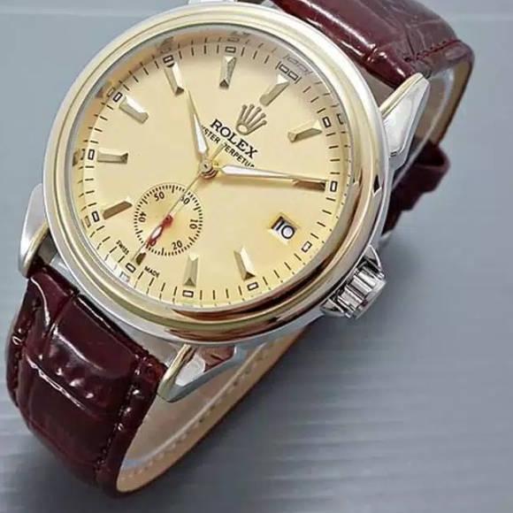 EXCLUSIVEJAM TANGAN WANITA  ROLEX DETIK BAWAH SKELETON AUTOMATIC ROLEX AUTOMATIC TANGGAL AKTIF KULIT