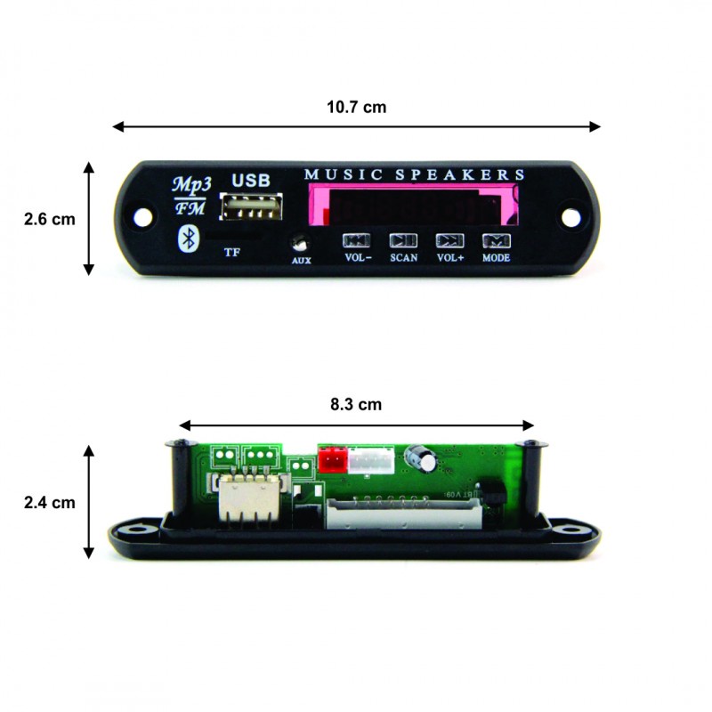 MODUL MP3 PLAYER 5V WITH REMOTE SUPPORT BLUETOOTH, RADIO, USB, AUX