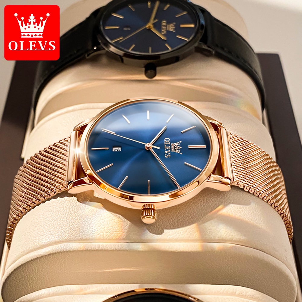 【Cod】OLEVS Jam Tangan Wanita Original Anti Air Tahan Kecil Branded Elegan Analog Rose Gold Ultra-thin Women Watch