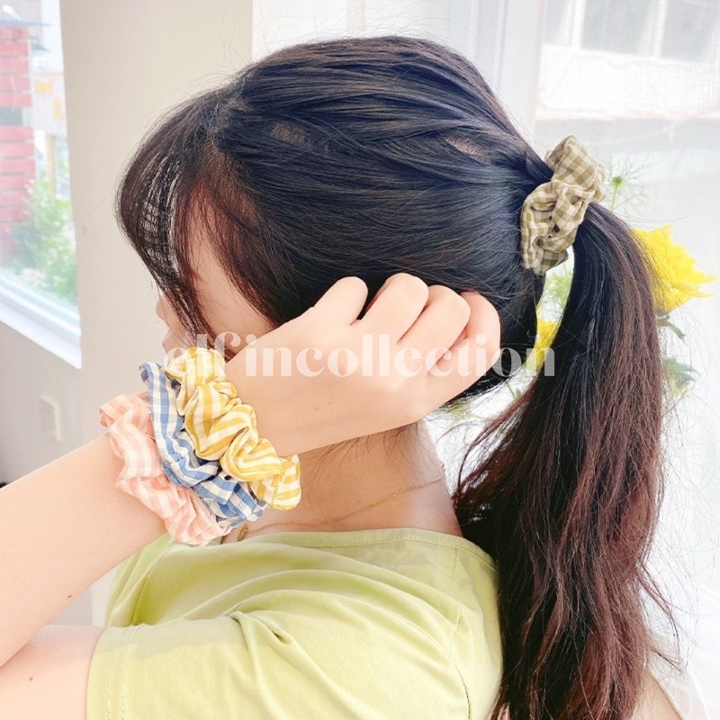 SCRUNCHIE TARTAN MINI | IKAT RAMBUT KOREAN STYLE | CEPOL RAMBUT | KUNCIRAN IMPORT