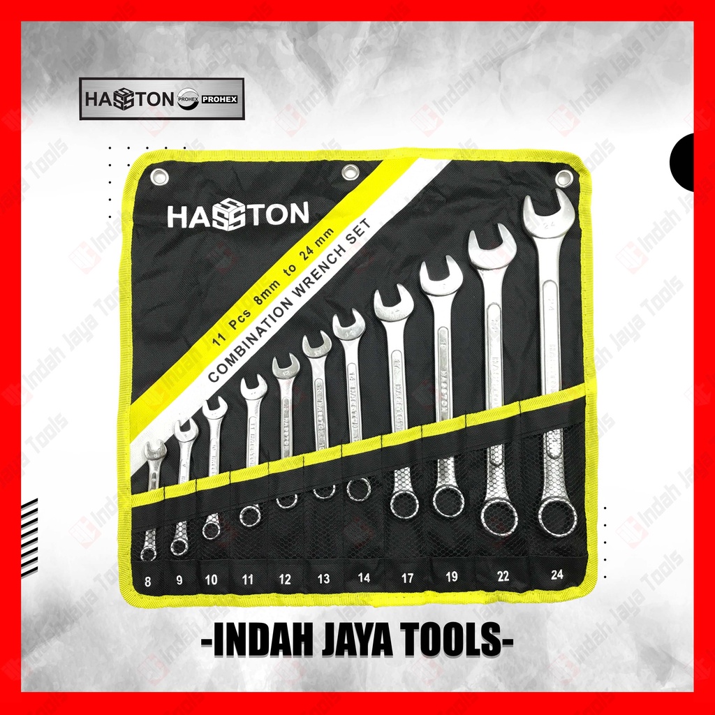 HASSTON 1647-002 Kunci RING PAS Set 11 Pcs 8-24 mm Combination Wrench