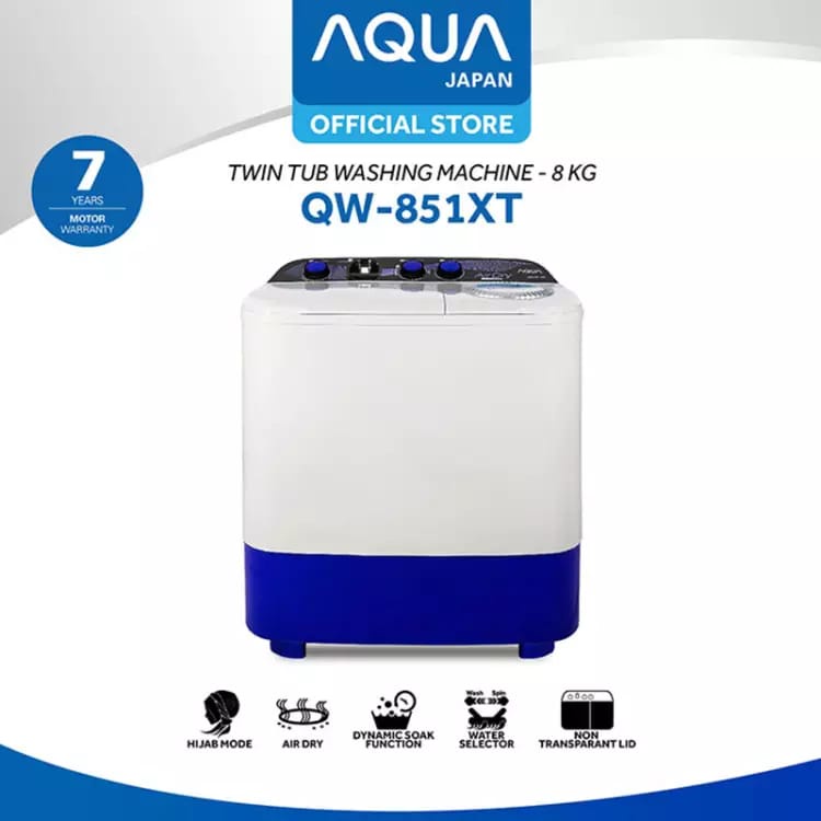 AQUA Mesin Cuci 2 Tabung 8Kg QW-851XT PROMO MURAH GARANSI RESMI