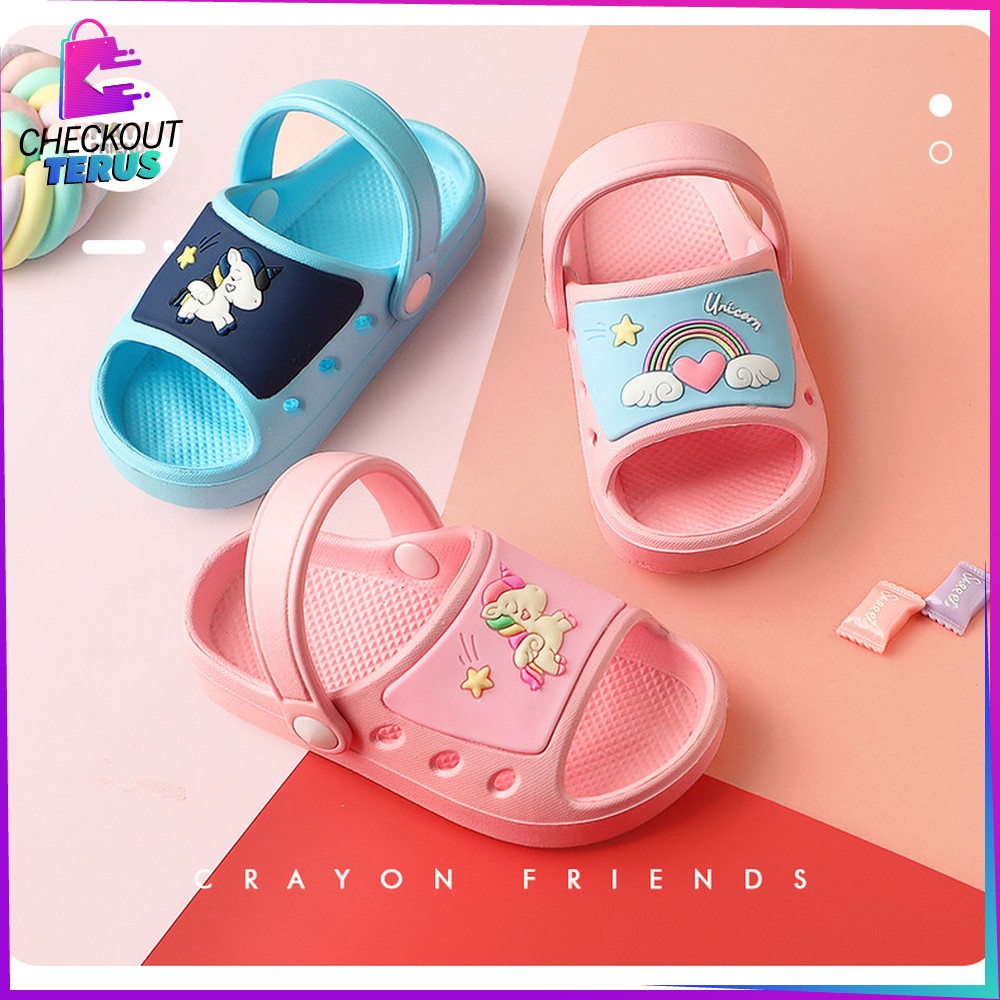 CT S10 Sandal Selop Karakter Model Tali Belakang Anak Impor Sendal Slop Karet Anak Sandal Slop Eva