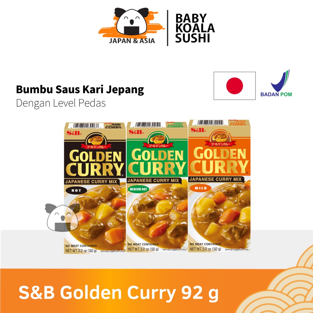 S&amp;B GOLDEN CURRY Mix Hot Medium Mild 92 g | Japan Cury Pedas Kare Jepang | Kari