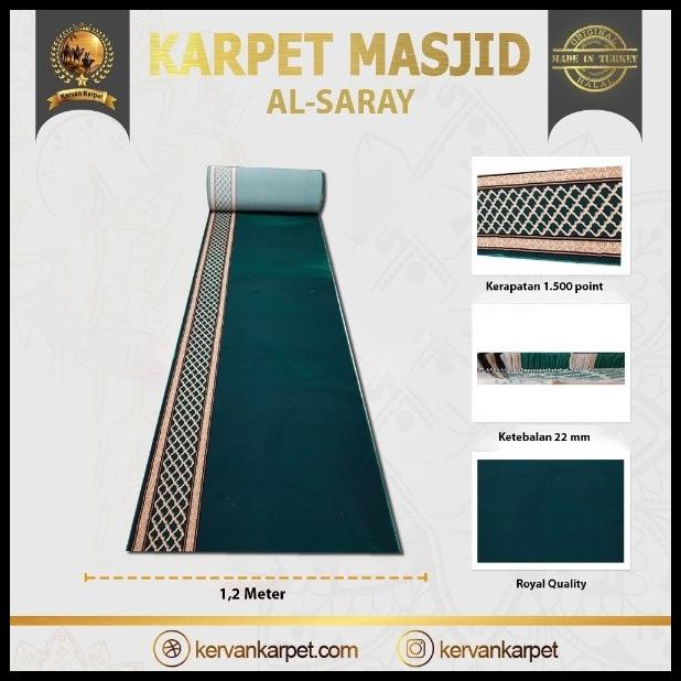 Promo Karpet Masjid Meteran/Sajadah Roll Turki Gizem Al-Saray Hijau/Merah