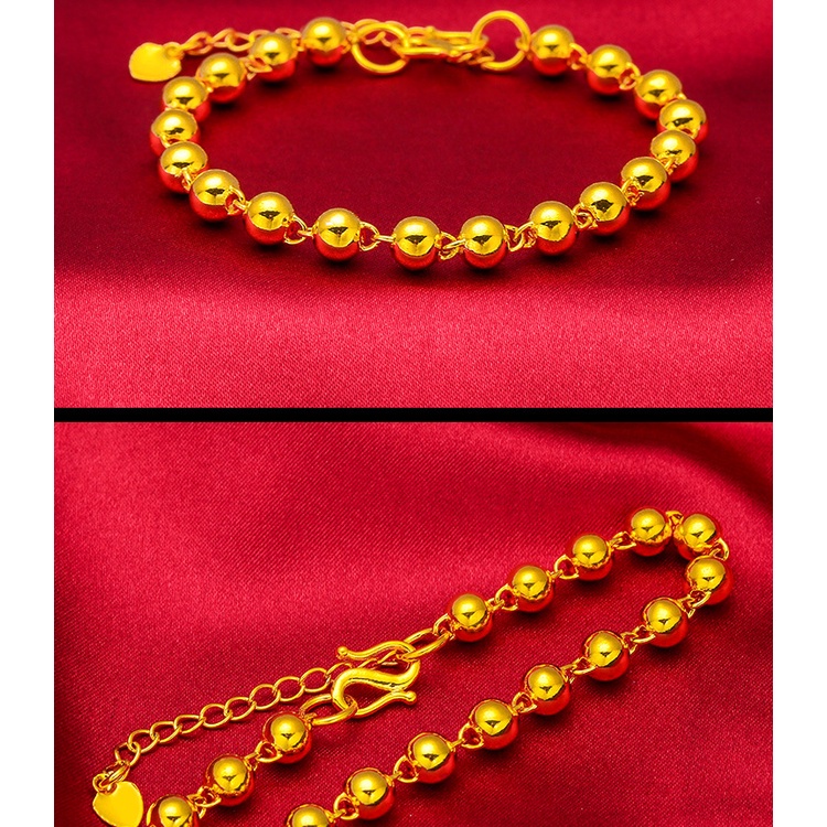 Goldkingdom Fashion Perhiasan Emas Asli Kadar 375 Bangkok Aksesoris Ready Stock Gilt Halus Bermotif Buddha Beads Transfer Bead Gelang Aman Dan Beruntung