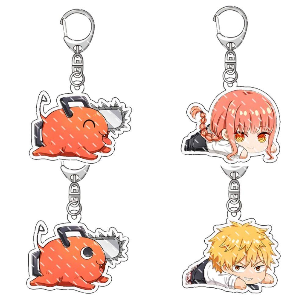 QUINTON Gantungan Kunci Chainsaw Man Koleksi Warna Warni Dekorasi Gantung Denji Pochita Makima Power Tempat Kunci Mobil Angka Anime Ornamen Handbag Charms Acrylic Chainsaw Man Keyring