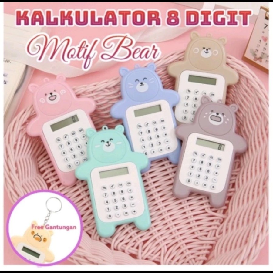 

kalkulator 8 digit mini portable desian kartun beruang