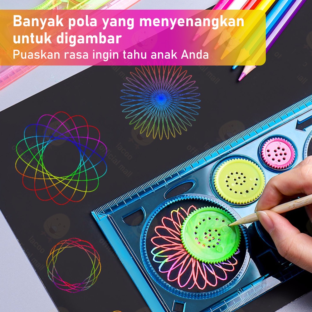 Poney Penggaris garisan rotary pattern bunga Penggaris rotari kembang Magic spirograph geometric ruler