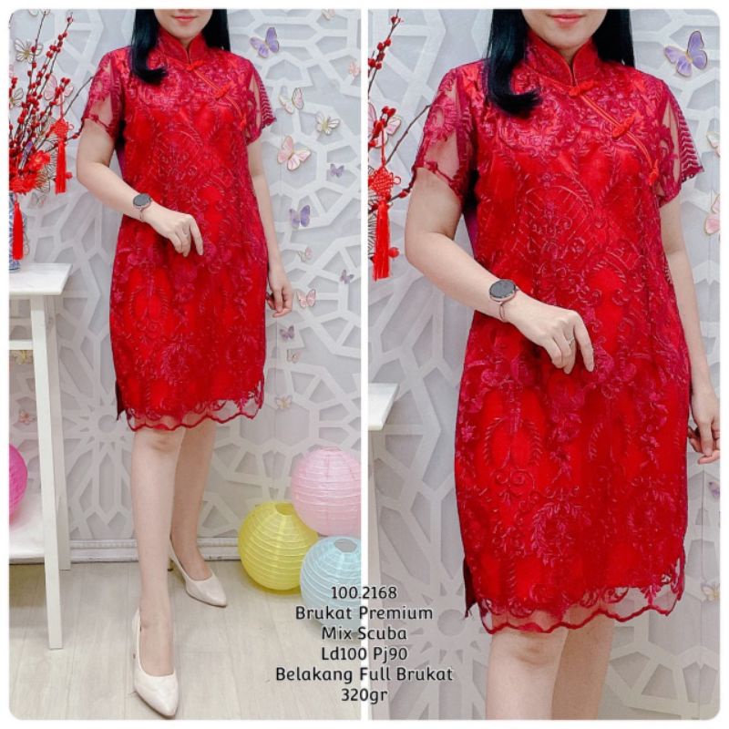 Dress Brokat premium kombinasi scuba