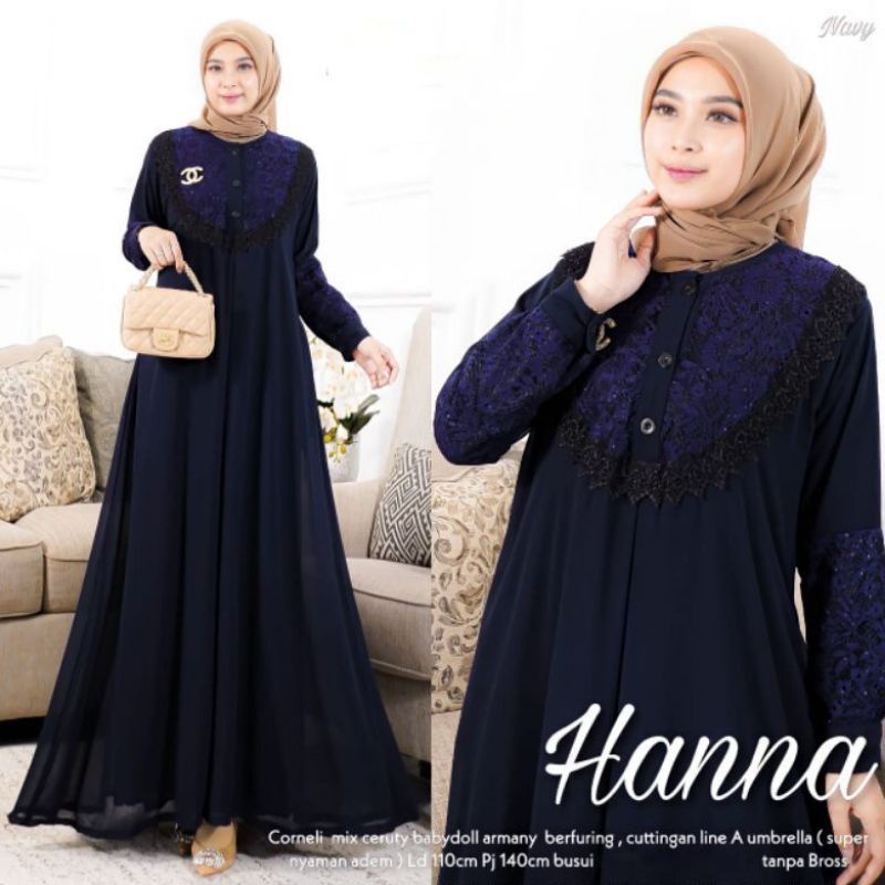 DRESS MUSLIM, Fashion Muslim, baju wanita, dress, gamis, Baju gamis, fashion wanita, Hanna Dress