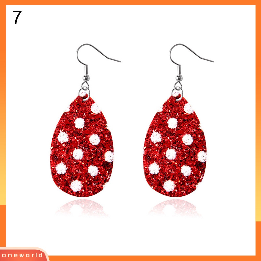 [WONE] Wanita Kulit Imitasi Teardrop Pohon Hati Menjuntai Kait Anting Perhiasan Hadiah Xmas