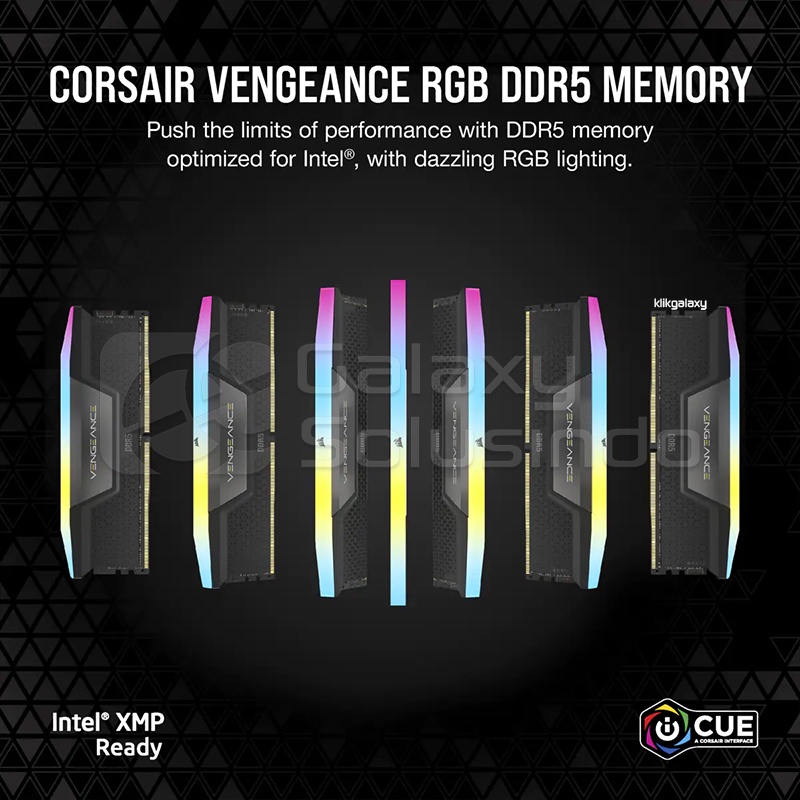 Corsair Vengeance RGB 32GB (2 x 16GB) DDR5 5200MHz C40 - Black CMH32GX5M2B5200C40