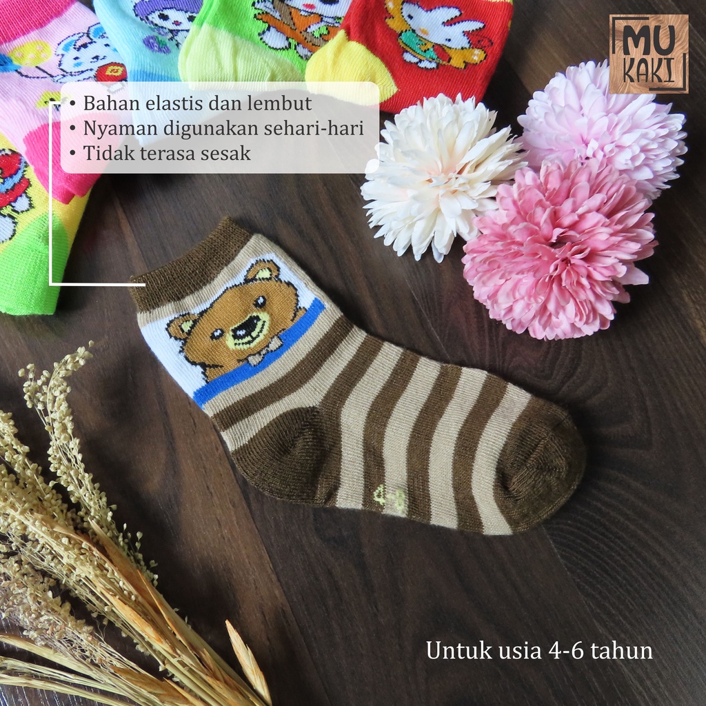 Kaos Kaki Anak Motif Karakter Usia 4-6 Tahun Mukaki