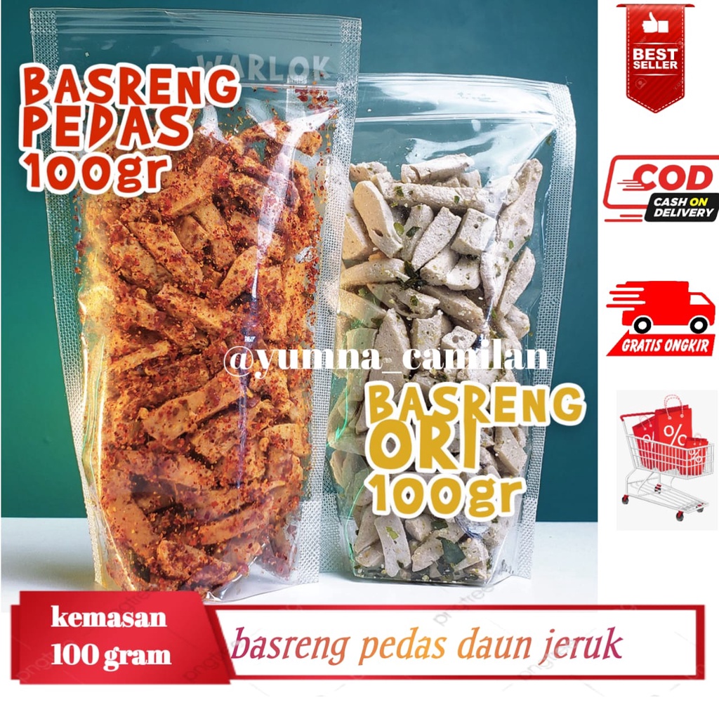 

basreng baso goreng pedas Basreng stik cabe asli daun jeruk 100 gram