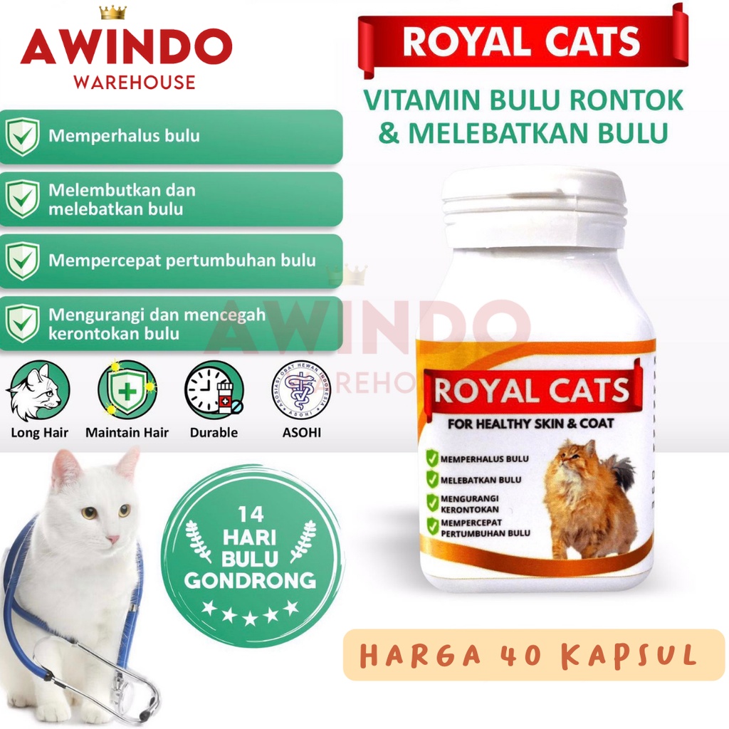 BOTOLAN RC 40 BUTIR - Vitamin Bulu Kucing Royal Cat Lebat Halus Mengkilap Anti Rontok