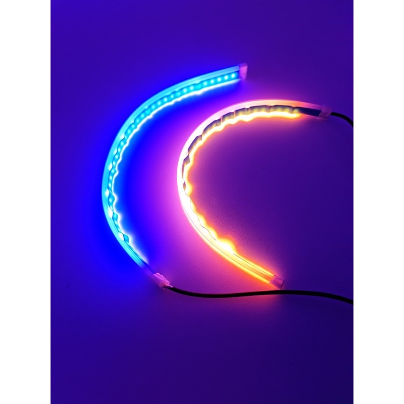 SEPASANG led DRL flexible alis slim 30cm 30 cm waterproof biru-kuning Universal alis lampu