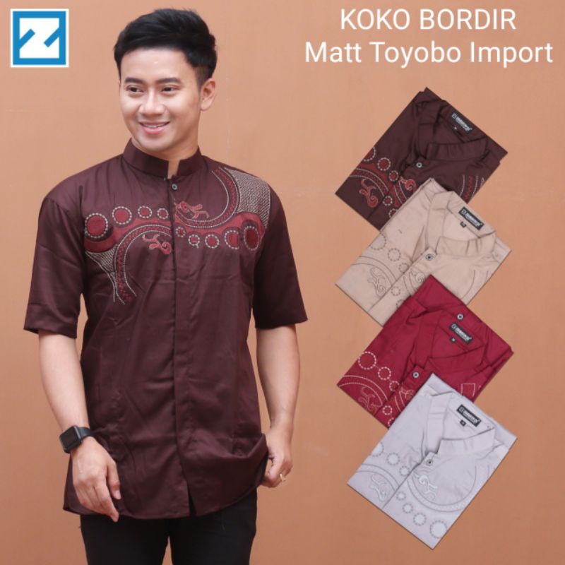 Baju Muslim Hem Lengan Pendek Koko Pria Laki-laki