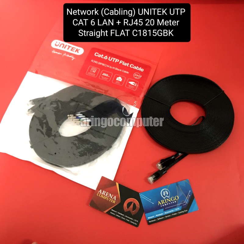 Network (Cabling) UNITEK UTP CAT 6 LAN + RJ45 20 Meter Straight FLAT C1815GBK