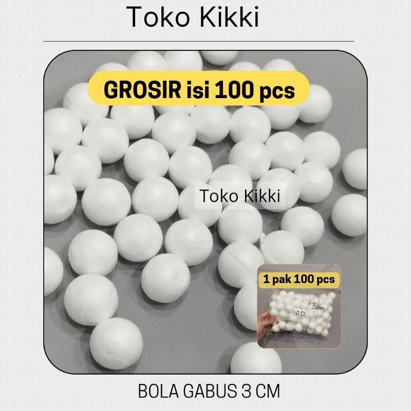 100 pcs Bola Gabus diameter 3 cm / bola prakarya boneka salju styrofoam ball bola gabus styrofoam