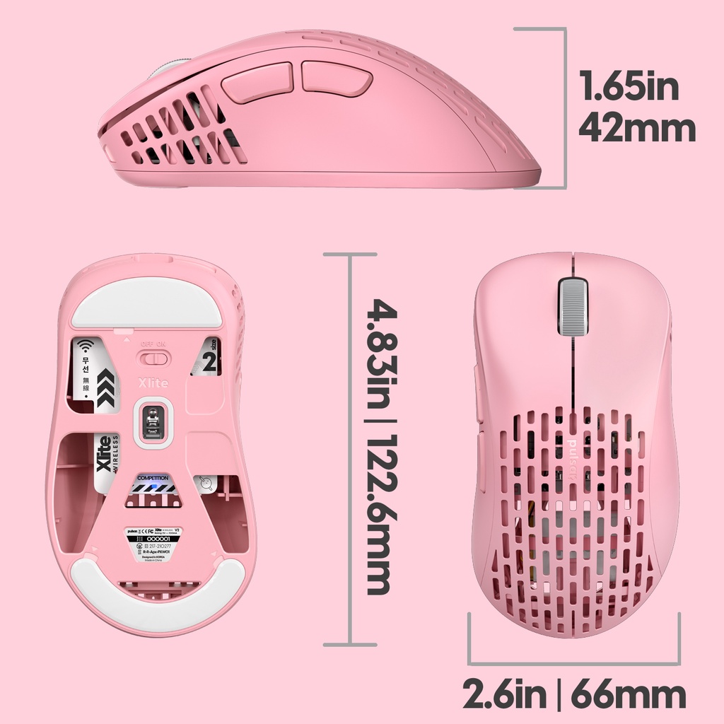 Mouse Pulsar Xlite V2 Wireless Pink Edition | 59g Weight Gaming Mouse