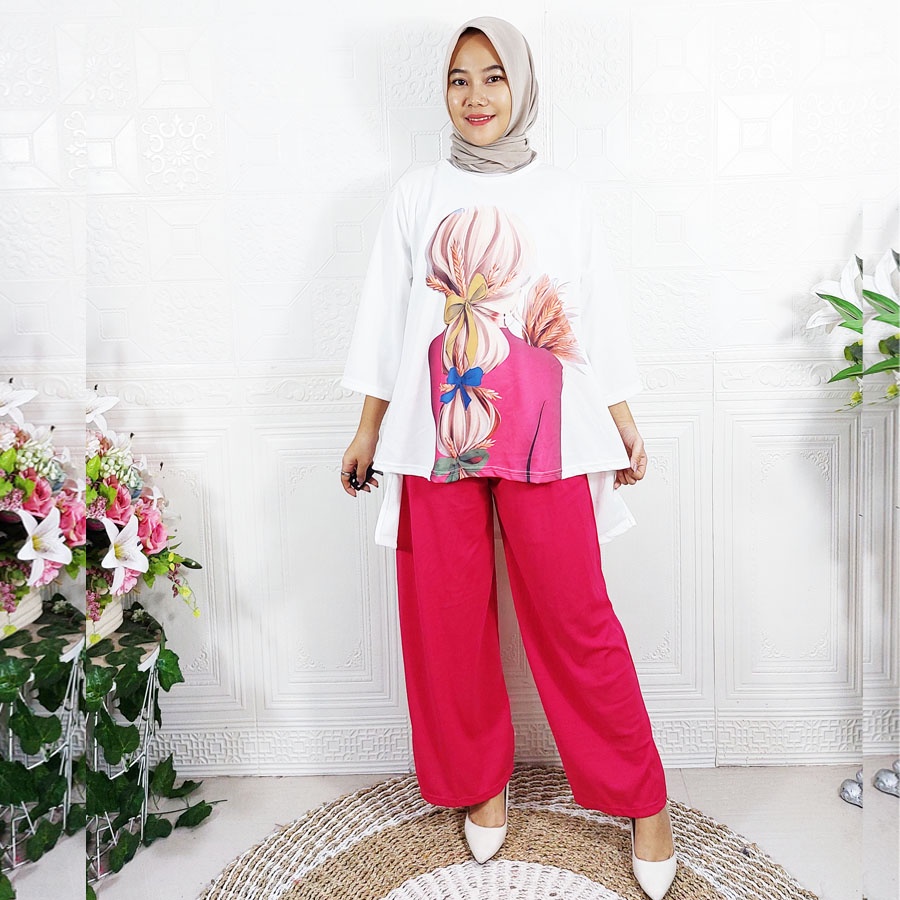 ONE SET PRETTY WOMEN OVERSIZE BAJU DAN CELANA PANJANG WANITA VIRAL CANTIK GL FASHION