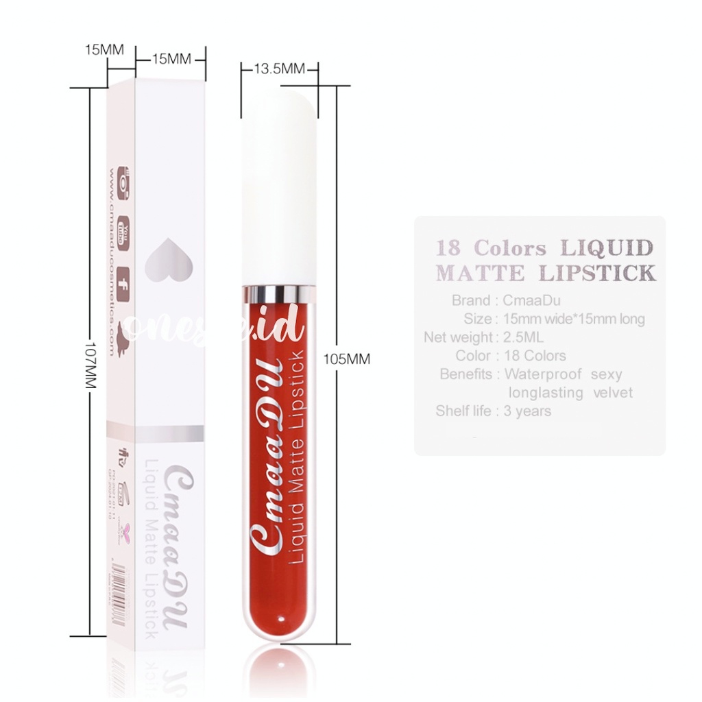 CMAADU BPOM Lipstik Liquid Matte Waterproof Long Lasting 18 Ultra Chic XX007