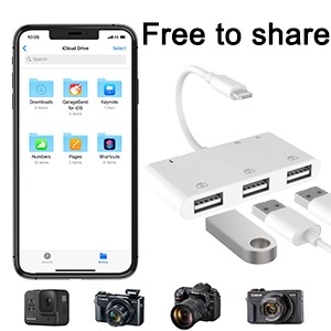 FEINODI Light -ing OTG USB 3 Camera adapter Cable i-phone OTG card reader Converter i-Pad USB 3.0 flash Drive Stick HUB with charging port Support keyboad/mouse/u Disk/SD/TF/photo storage Compatible with Phone 14/13/12 /11Pro