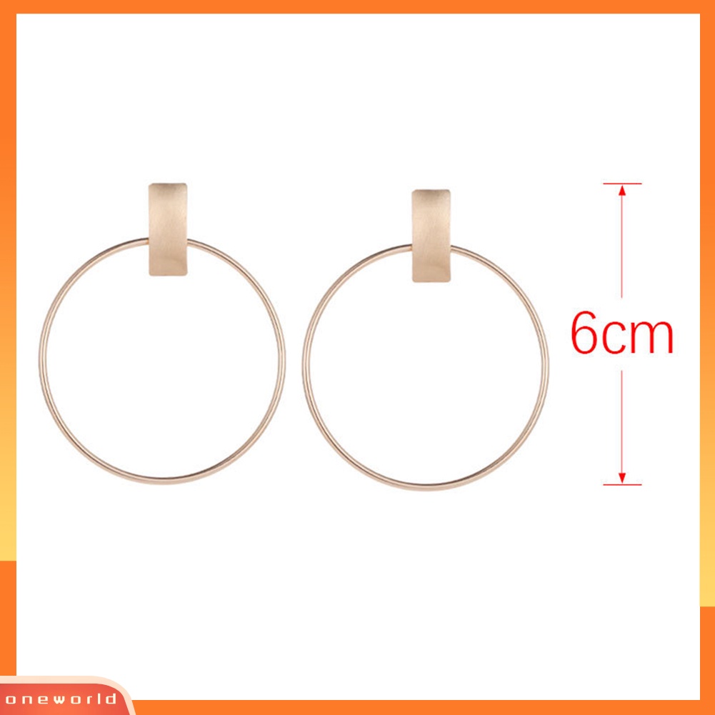 [WONE] Minimalis Wanita Lingkaran Besar Persegi Panjang Geometris Statement Stud Earrings Perhiasan