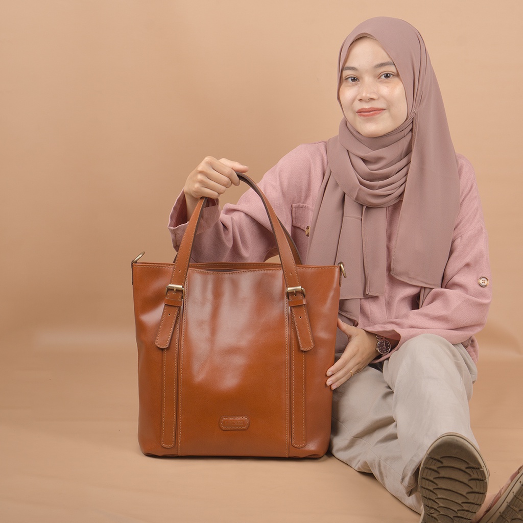 Arsany Tas Selempang Wanita Bahu Tote Bag Kulit Asli Lecari