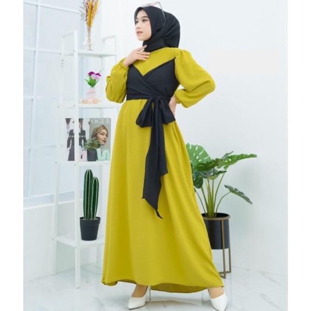 WOW-Lesty Dress Panjang / Dress Muslim / Dress Crinkle Airflow