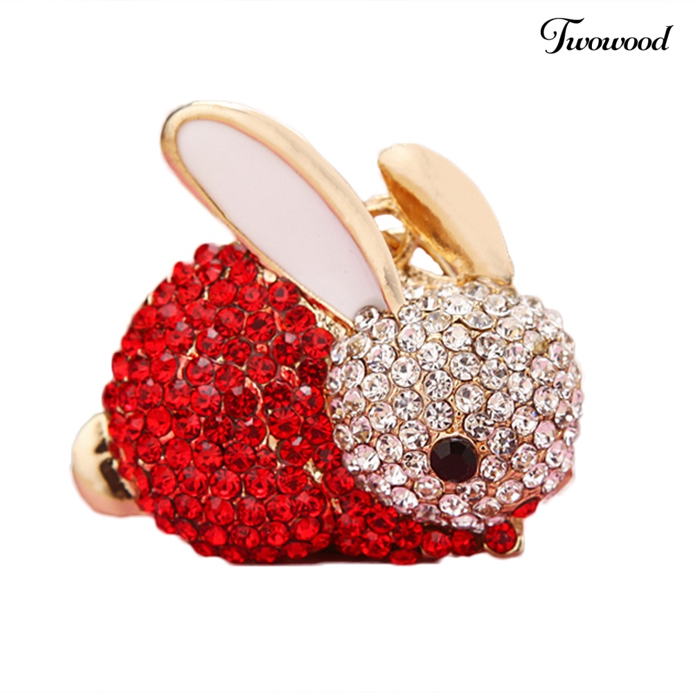 Twowood Lovely Rabbit Full Rhinestone Keychains Gantungan Kunci Gantungan Kunci Dompet Tas Liontin