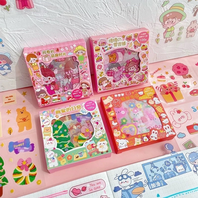 

100pcs sticker Waterproff tahan air untuk buku botol tempat makan